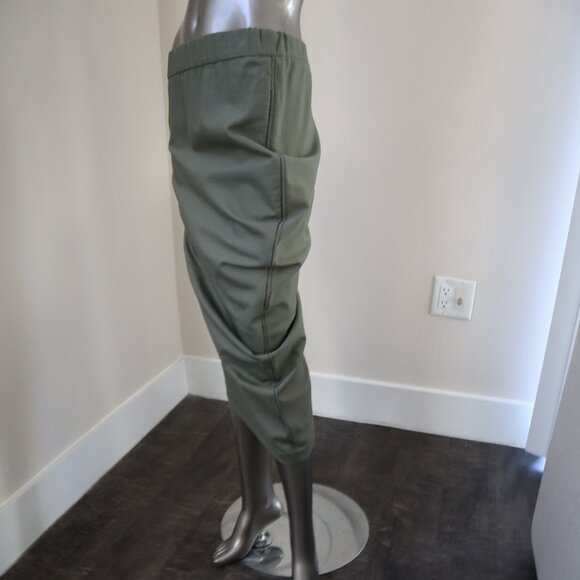Brunello Cucinelli Skirt Monili Track Rushed Army Green Cotton Twill Size 4 - Picture 2 of 9